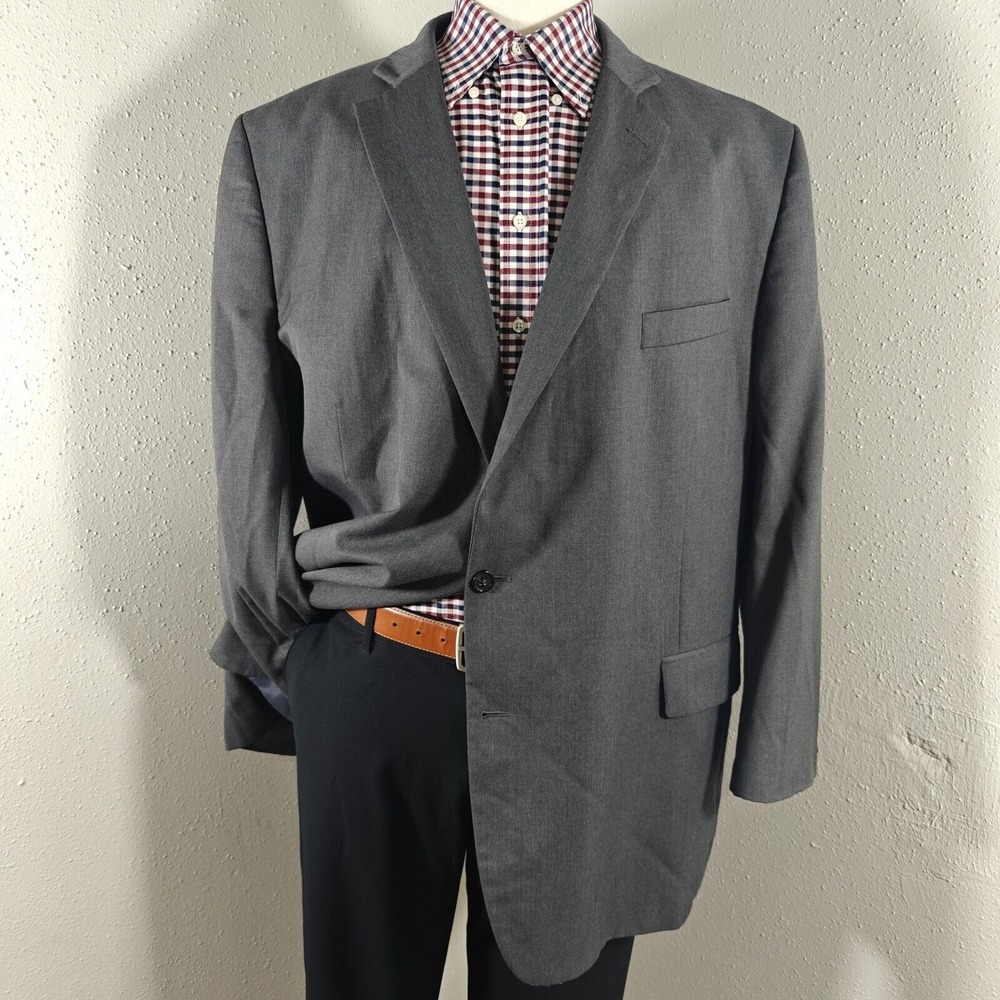 Stafford Men's Sport Coat Blazer Two Button Travel Gray Poly Blend Classic 52R